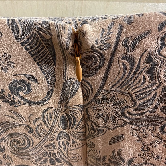 Suede Fringe Leather Mini Skirt Tooled - Picture 4 of 7